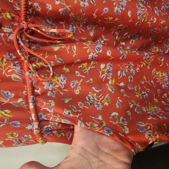AEO Cute Floral Red/Orange Summer Mini Dress- Size 4 - Picture 3 of 9